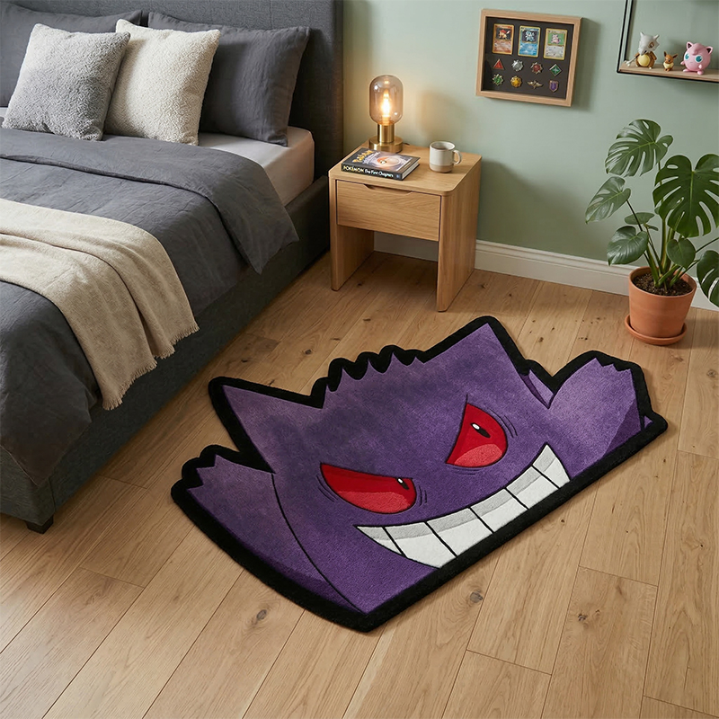 Gaming Accessories Bedroom - Pokemon Gengar Rug Cute Purple Ghost