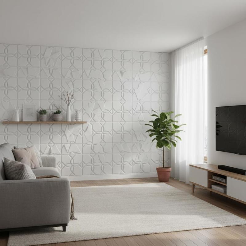 Gaming Accessories For Room - Mattet White Three-Dimensional Wall Siding 11.81x11.81