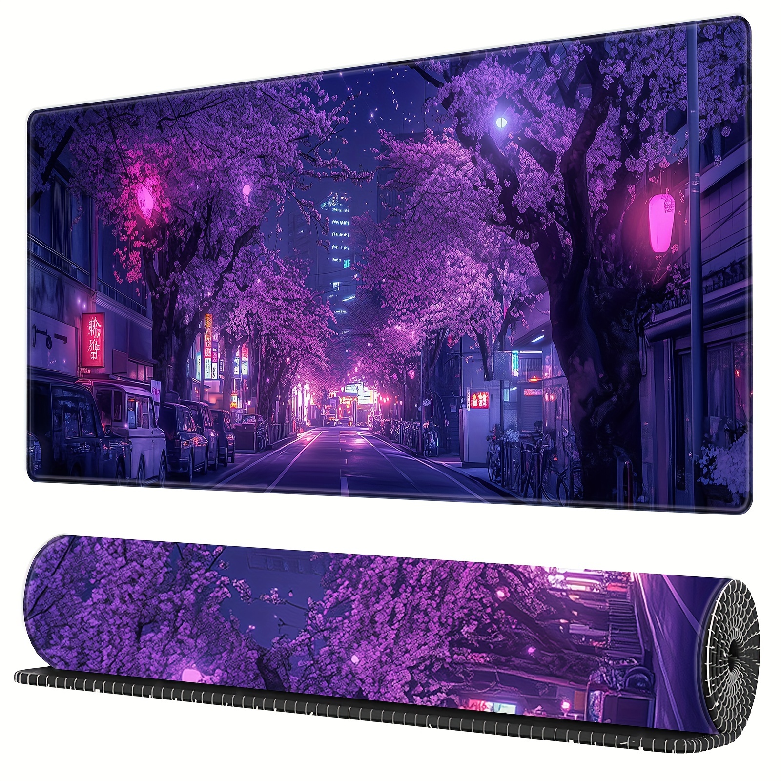 Gaming Accessories - Mouse Pad Japanese Street Purple Sakura
