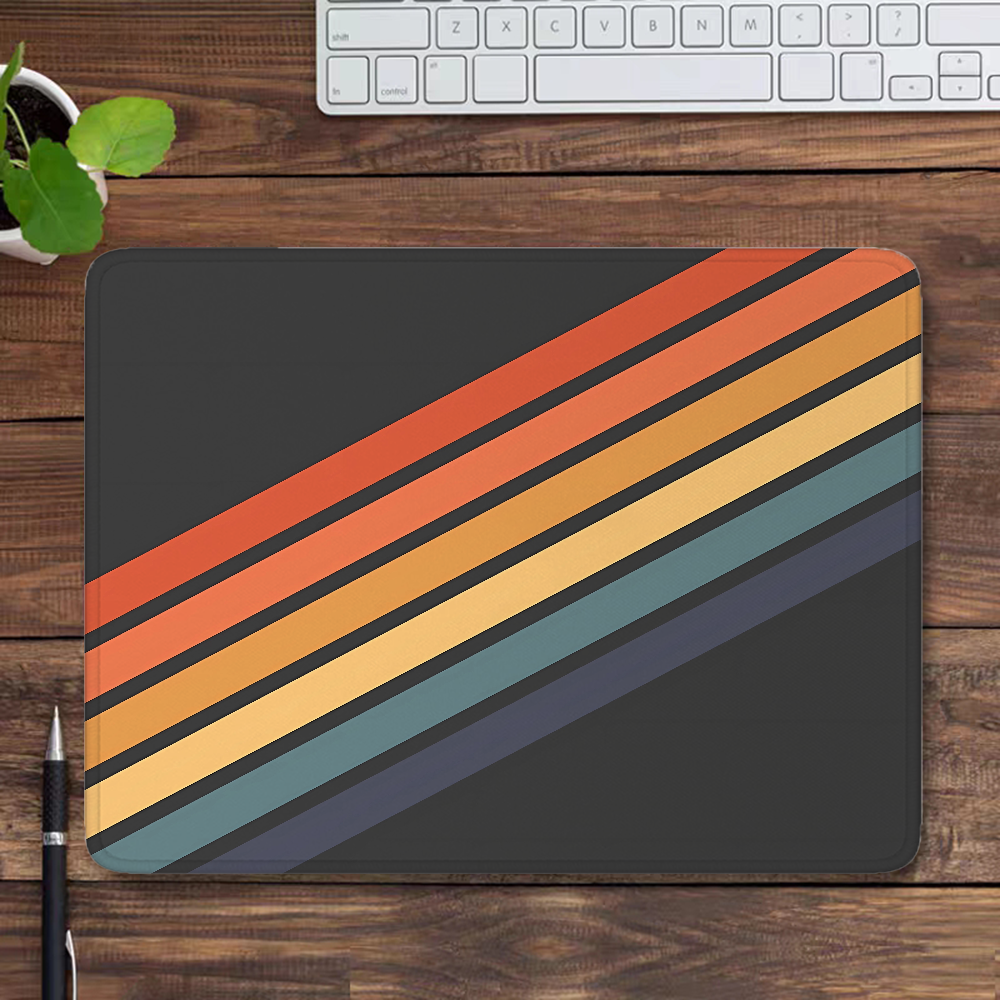 Gaming Accessories Retro - Retro Stripes 70s Style Mouse Pad