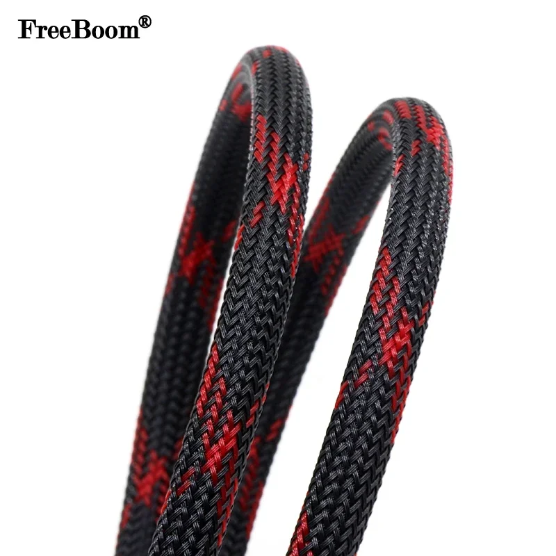 1~50m Black-Red Cross PET Brai - огляд і ціна Cable Sleeve Braided
