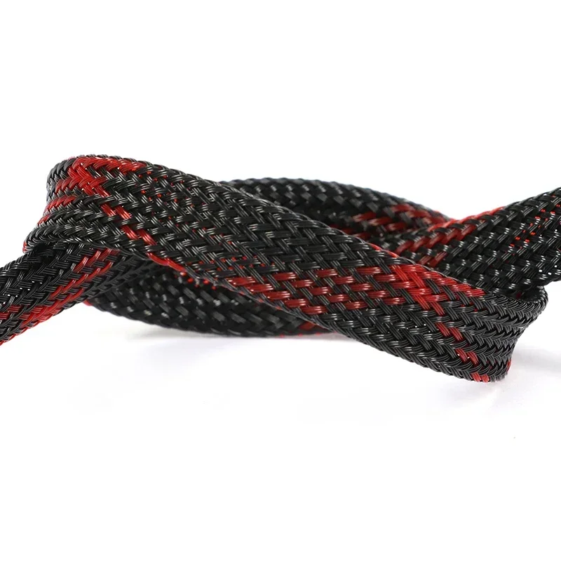 1~50m Black-Red Cross PET Brai - огляд і ціна Cable Sleeve Braided