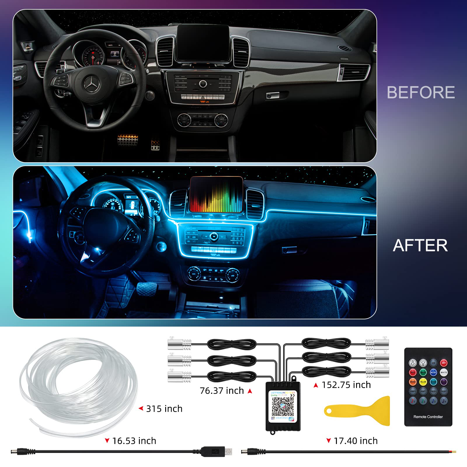 LED Car Interior Ambient Strip - огляд і ціна Rgb Hub Sync