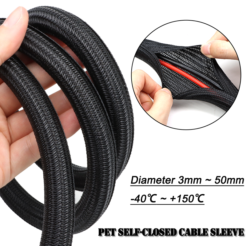 2/10m Black PET Braided Self-C - огляд і ціна Cable Sleeve Braided
