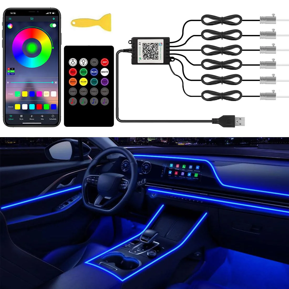 RGB LED Car Ambient Light Kit  - огляд і ціна Rgb Hub Sync
