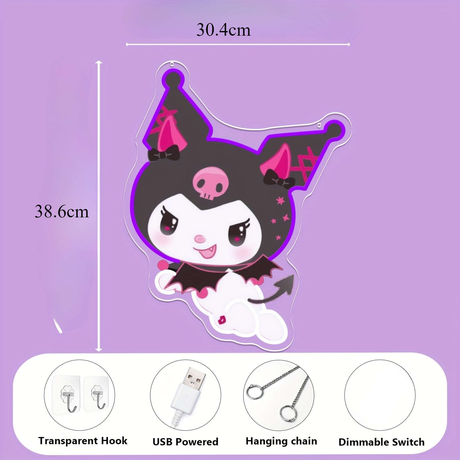 Kuromi LED Neon Sign Purple Gl - огляд і ціна Gaming Accessories Bedroom