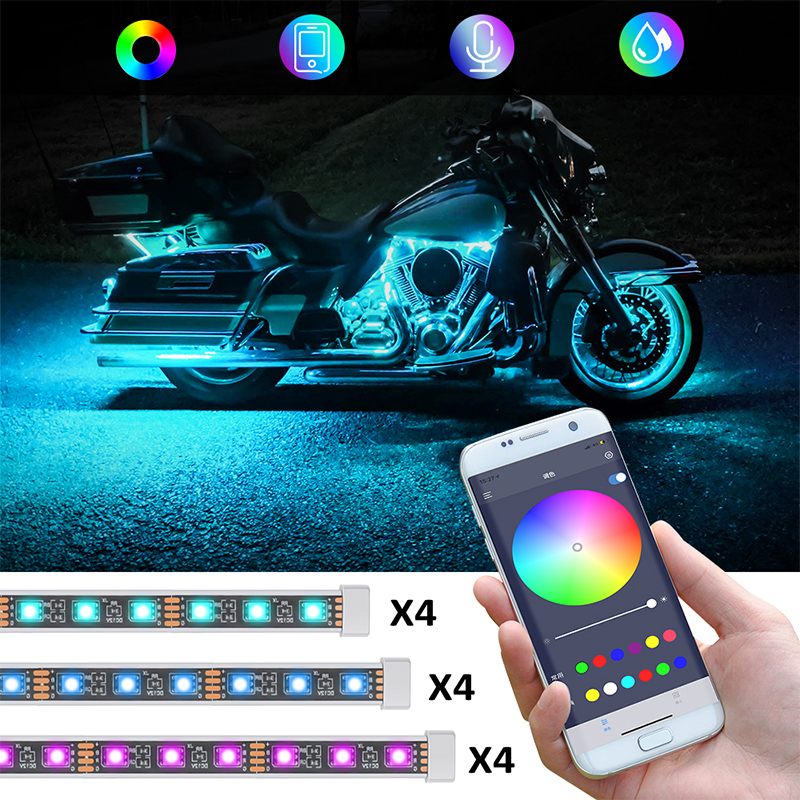 12 PCS Motorcycle LED Light ki - огляд і ціна Rgb Hub Sync