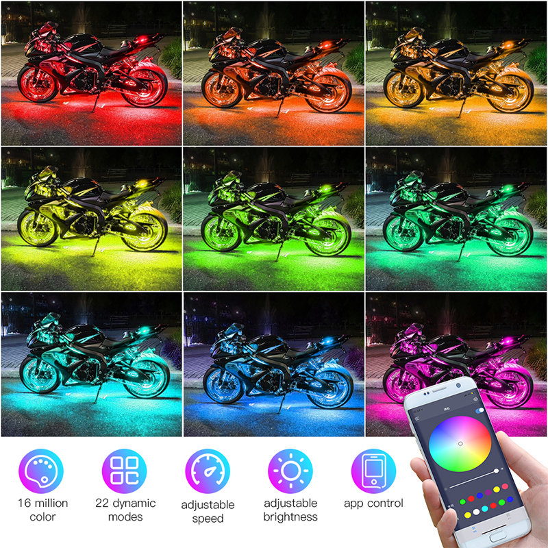 12 PCS Motorcycle LED Light ki - огляд і ціна Rgb Hub Sync