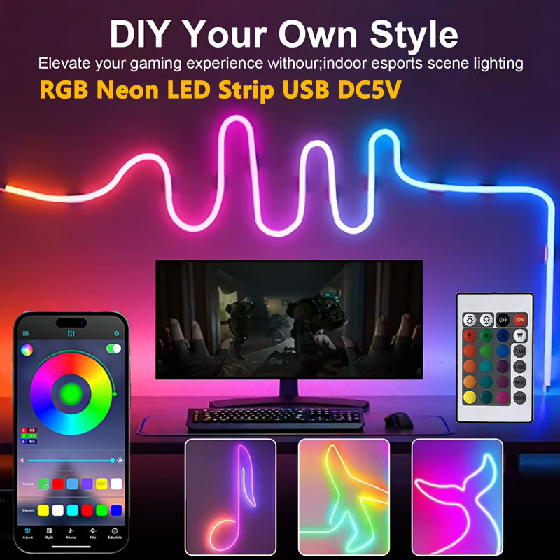 Bluetooth RGB Neon LED Strip L - огляд і ціна Gaming Accessories Bedroom
