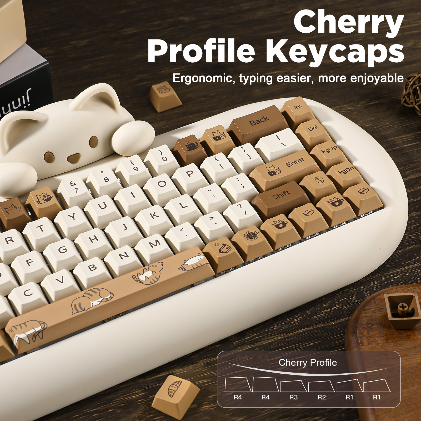 YUNZII Coffee Cat PBT Keycaps, - огляд і ціна Gaming Set Accessories